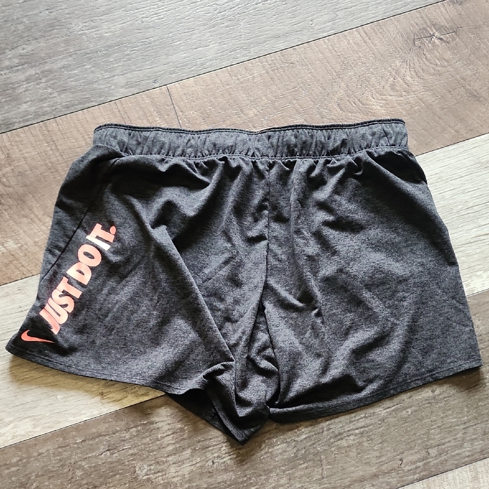 Nike Charcoal Gray Shorts with Pink Logo
